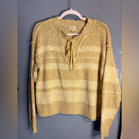 BKE Tan V-Neck Sweater with Relaxed Fit - Picture 1 of 4